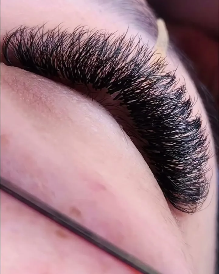 Dense luxury volume lashes in close-up